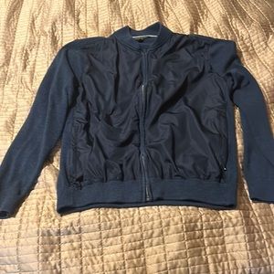 Mens Navy Blue Jacket Zip Up Tech Motion Bomber